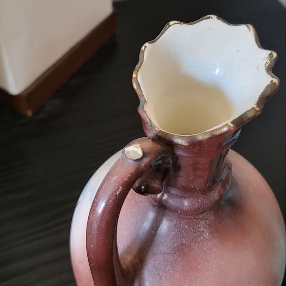 Lot 2 Vintage Czechoslovakia 8" Pottery Pitchers Pastoral Scenes - Picture 4 of 4